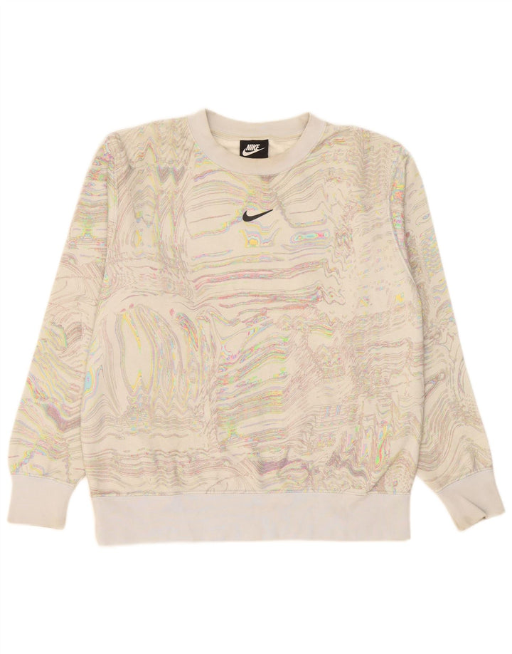 Nike Womens Abstract Pattern Sweatshirt Jumper UK 10 Small Off White