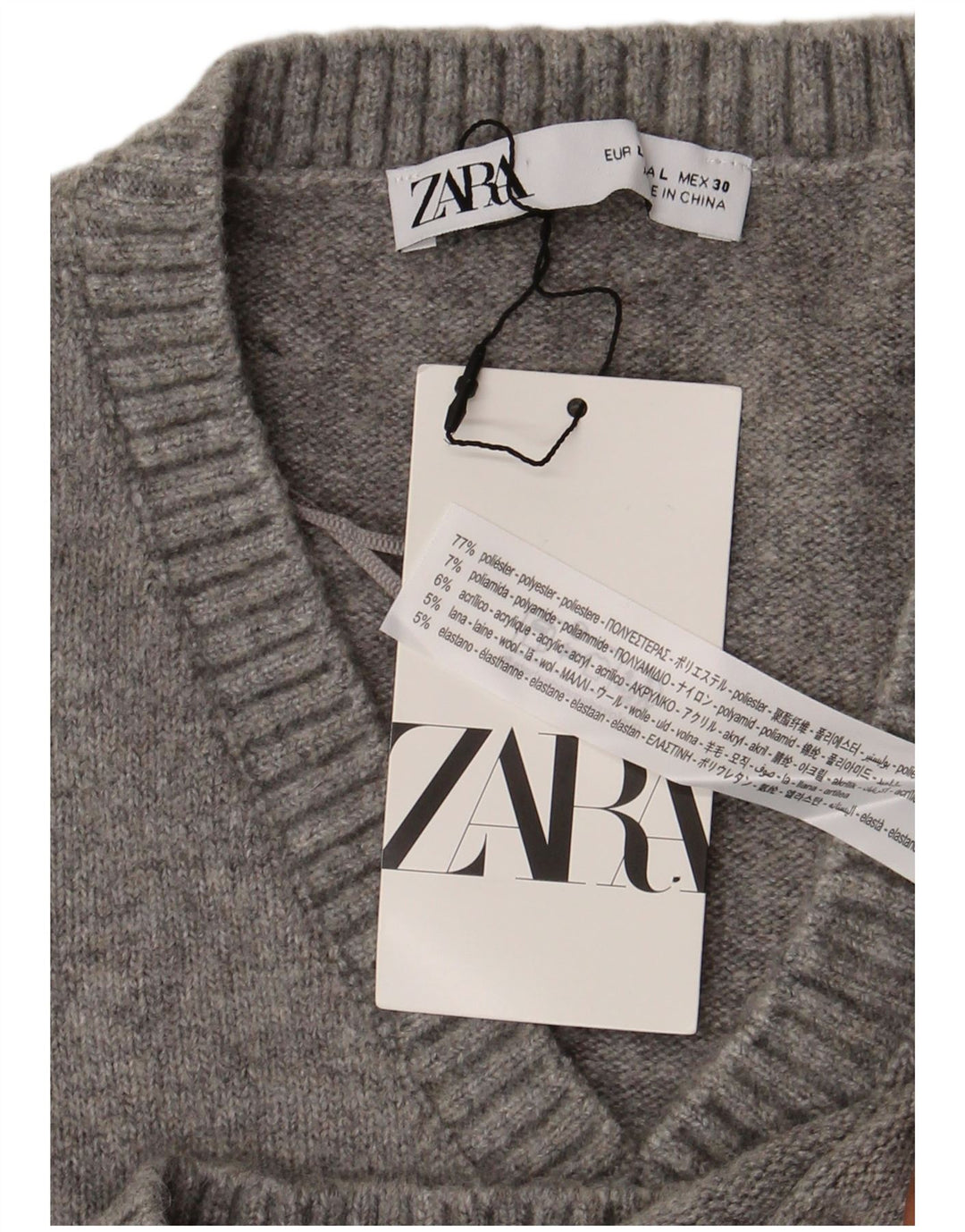 Zara Womens Vest Tank Top UK 16 Large Grey Polyester