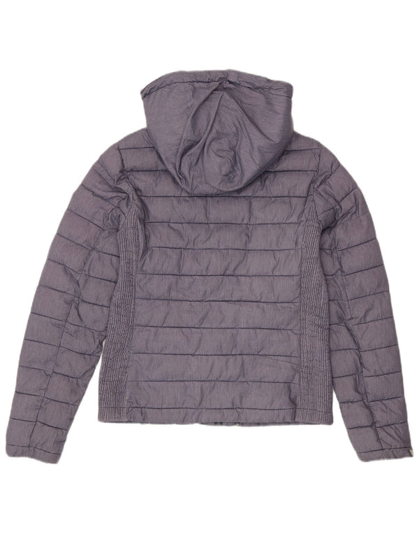 SUPERDRY Womens Hooded Padded Jacket UK 12 Medium Navy Blue Polyester