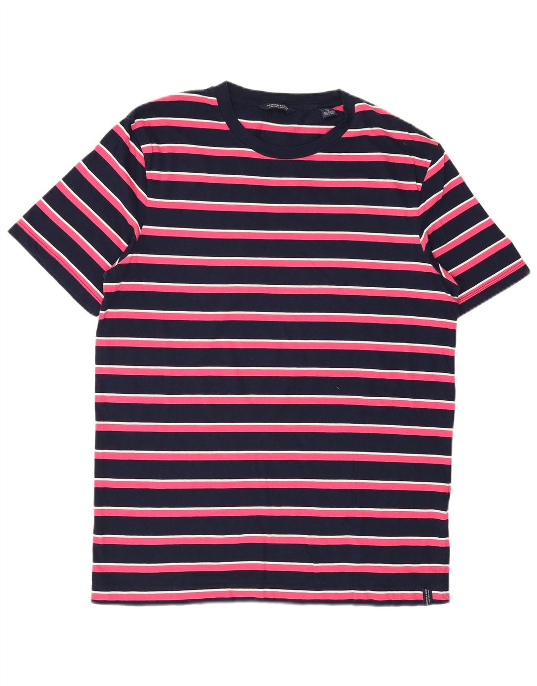 Scotch & Soda Mens T-Shirt Top Medium Navy Blue Striped