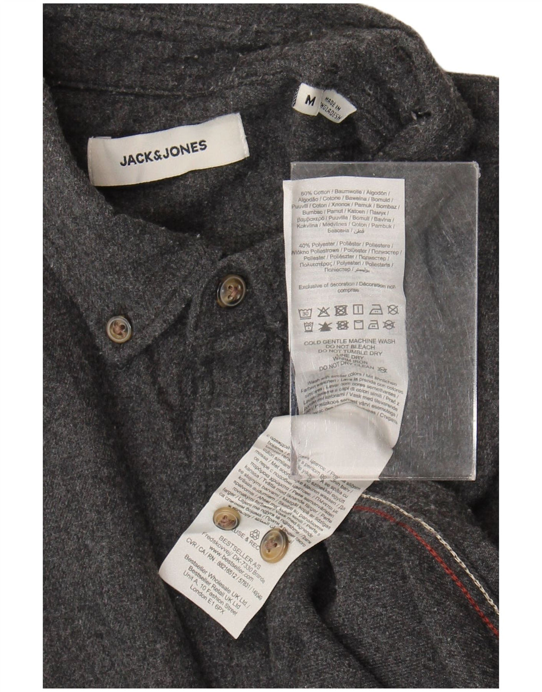 Jack & Jones Mens Shirt Medium Grey Cotton