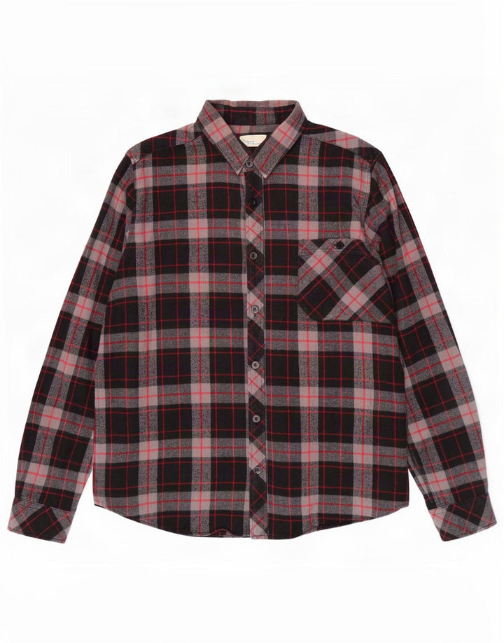Vintage Mens Flannel Shirt XL Black Check Cotton