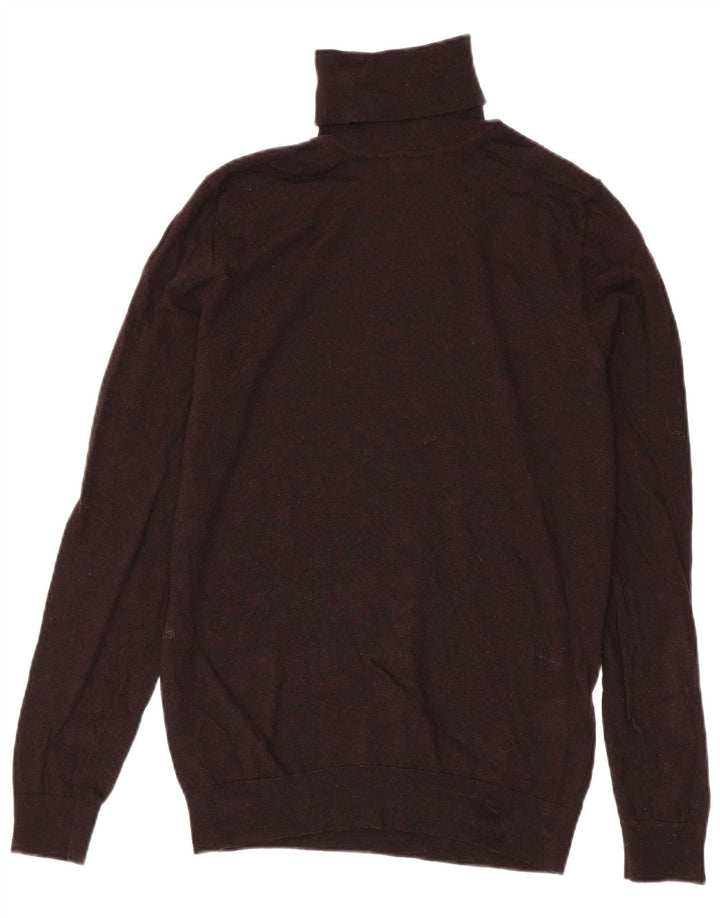 Reiss Mens Roll Neck Jumper Sweater Medium Burgundy Wool