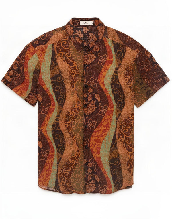 Vatpave Mens Short Sleeve Shirt Large Multicoloured Floral Cotton