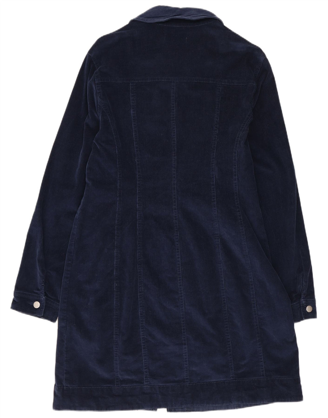 Warehouse Womens Corduroy Overcoat UK 14 Large Navy Blue Cotton