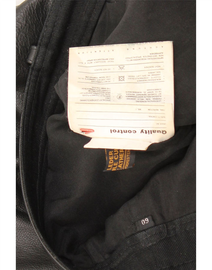 VINTAGE Mens Straight Leather Trousers  W40 L29 Black Leather