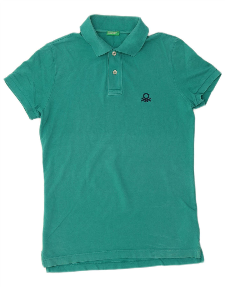 BENETTON Mens Polo Shirt Medium Green Cotton