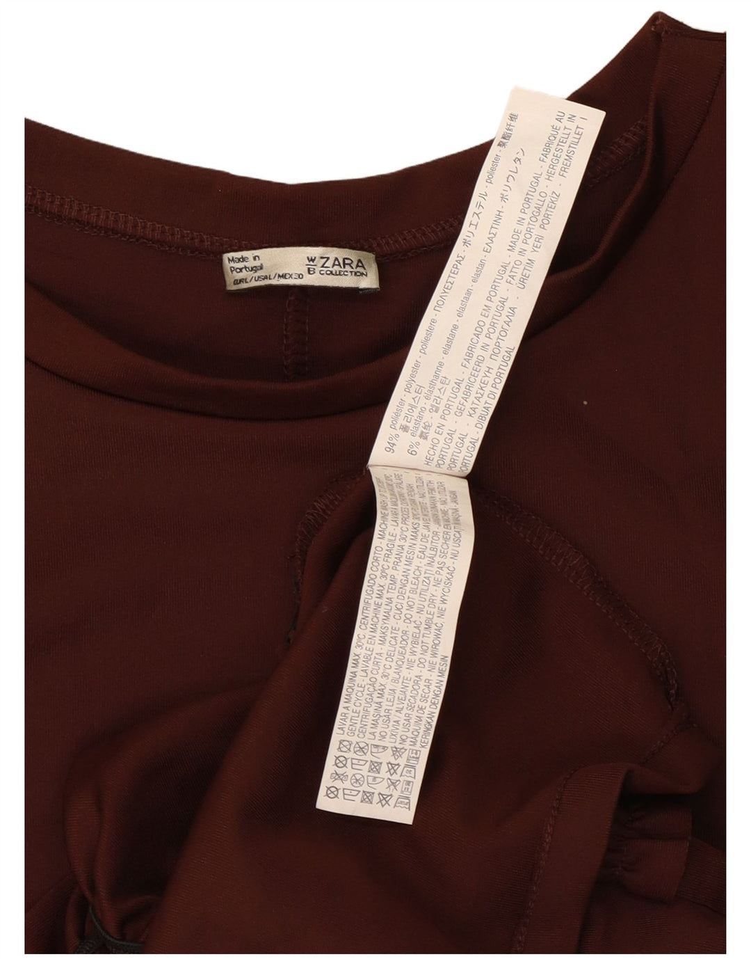 Zara Womens Ruffle Front Shift Dress UK 14 Large Brown Polyester