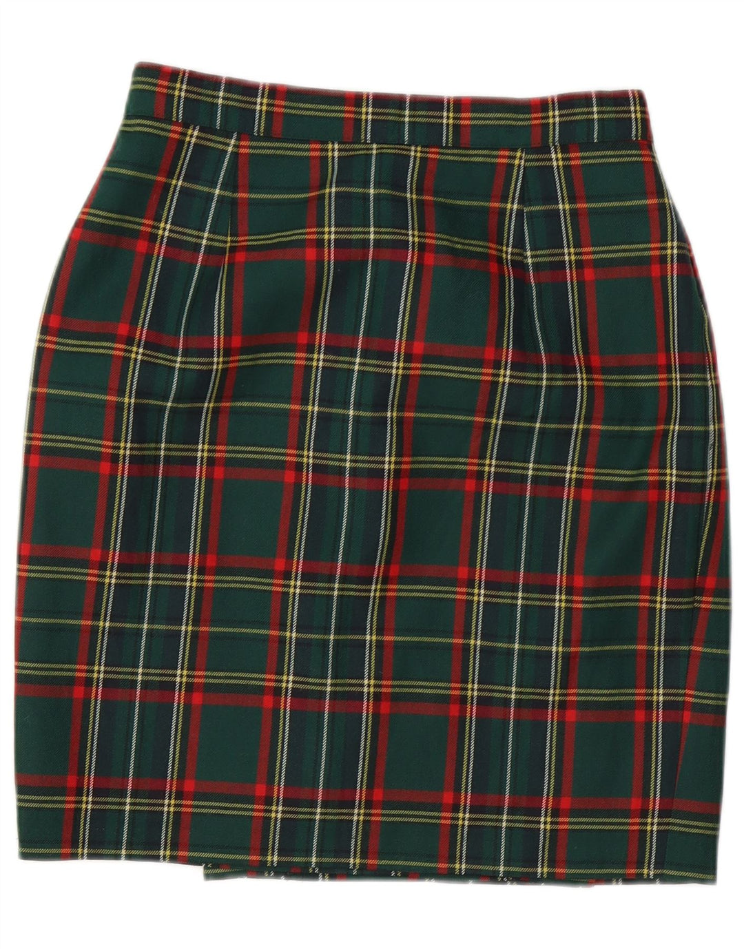Vintage Womens Pencil Skirt W28 Medium Green Plaid