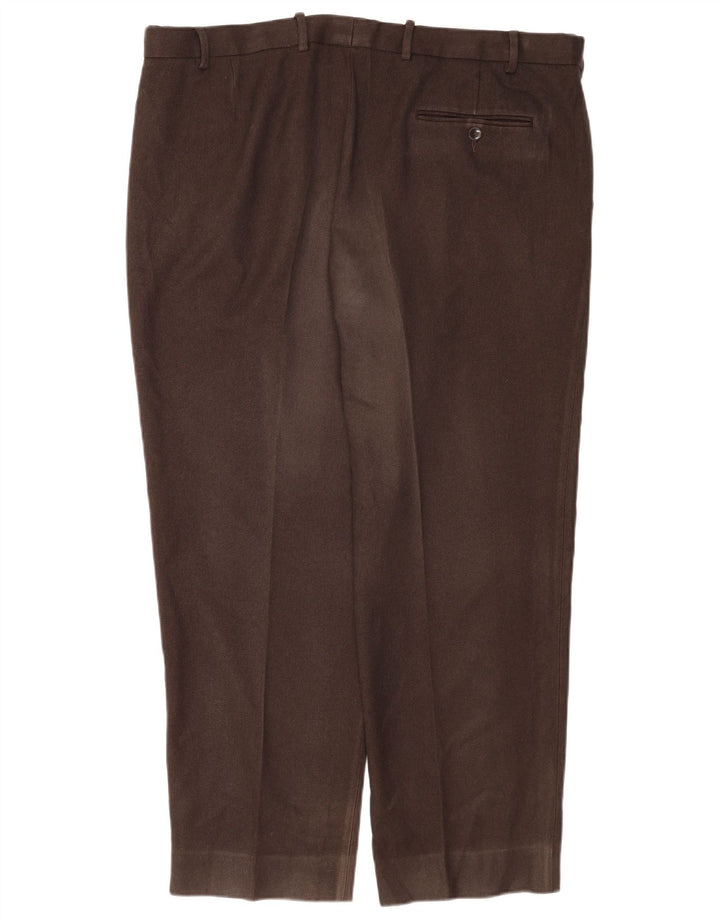 Marks & Spencer Mens Straight Regular Suit Trousers W42 L29 Brown Polyester