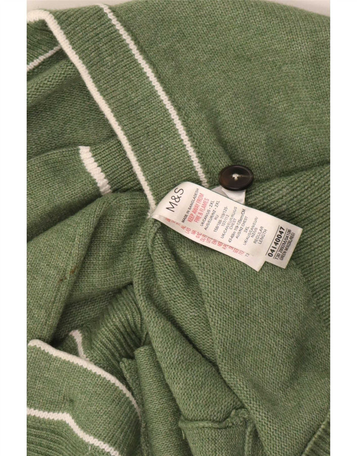 Marks & Spencer Mens Cardigan Sweater 2XL Green Polyester