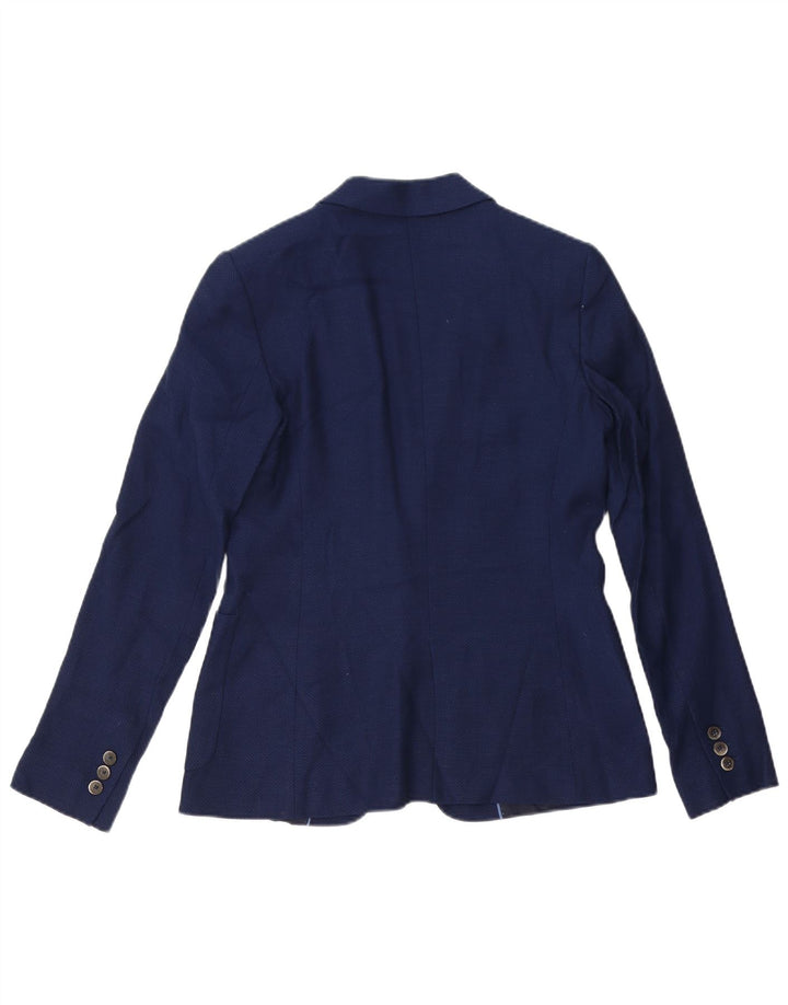 Massimo Dutti Womens 1 Button Blazer Jacket EU 38 Medium Navy Blue Viscose