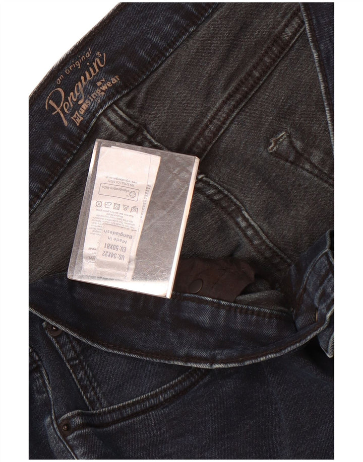 Penguin Mens Slim Jeans W34 L32 Navy Blue Cotton