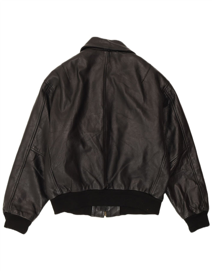 VINTAGE Mens Leather Jacket UK 40 Large Black Leather