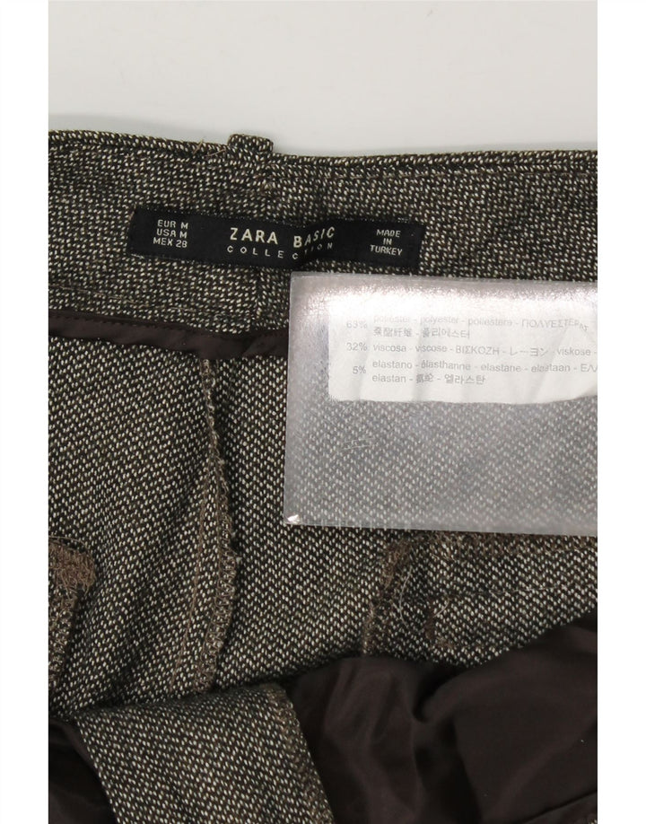 Zara Womens Crop Suit Trousers Medium W28 L24 Khaki Polyester