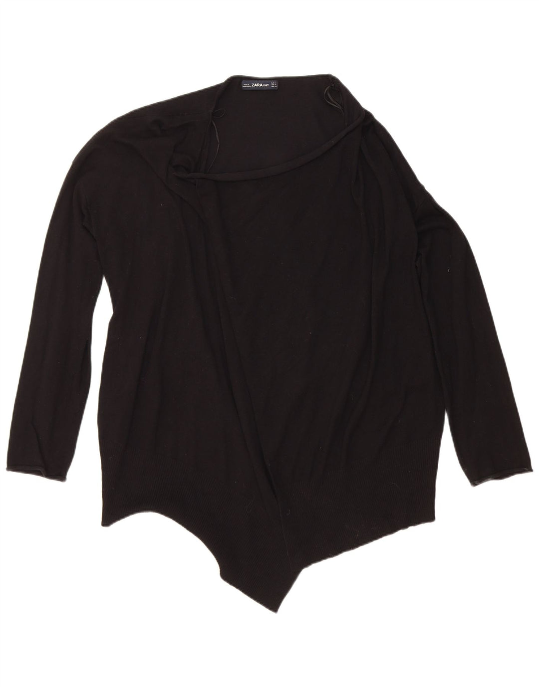 Zara Womens Open Cardigan Sweater UK 14 Medium Black Viscose