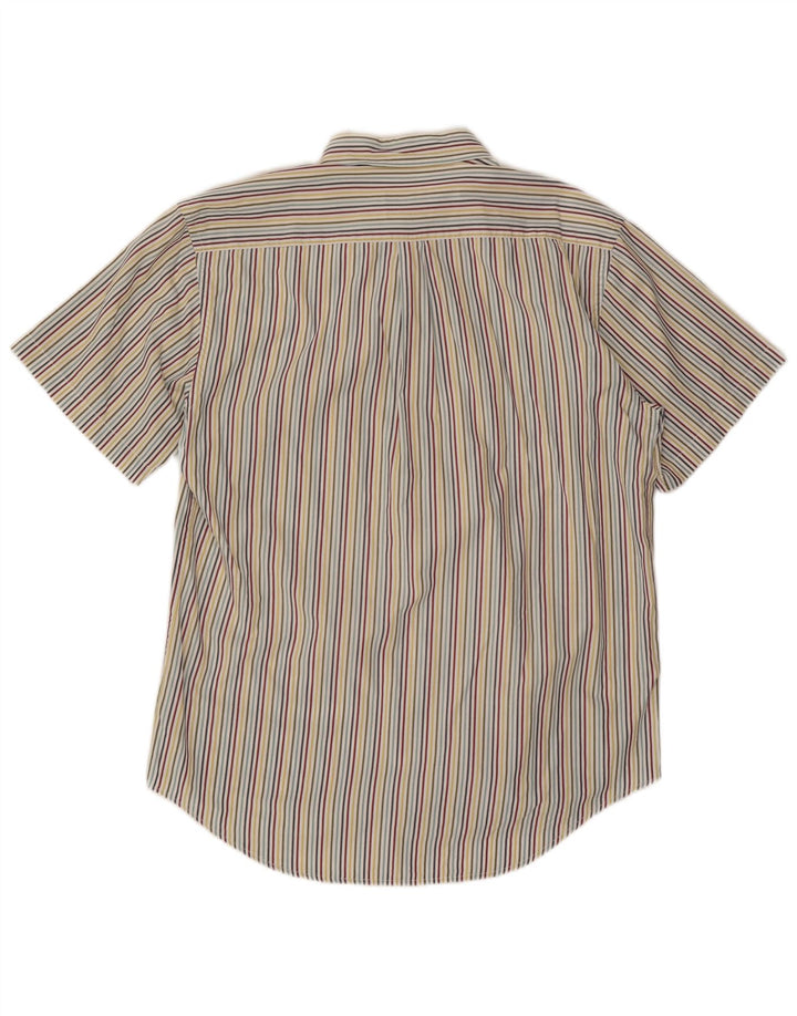 Dack's Mens Short Sleeve Shirt Large Multicoloured Pinstripe Cotton