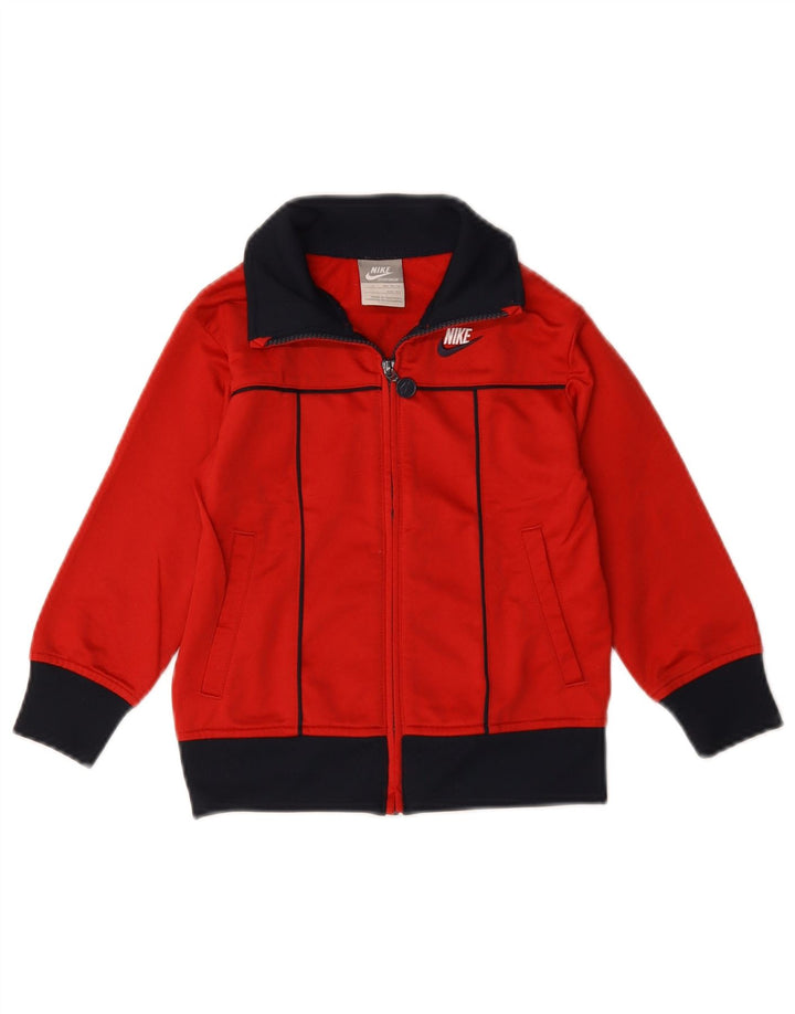 Nike Boys Graphic Tracksuit Top Jacket 4-5 Years Small Red Colourblock