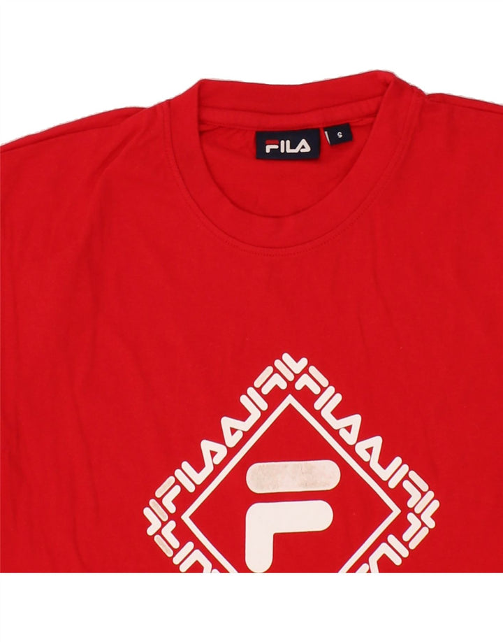 FILA Mens Graphic T-Shirt Top Small Red Cotton Vintage Fila and Second-Hand Fila from Messina Hembry 
