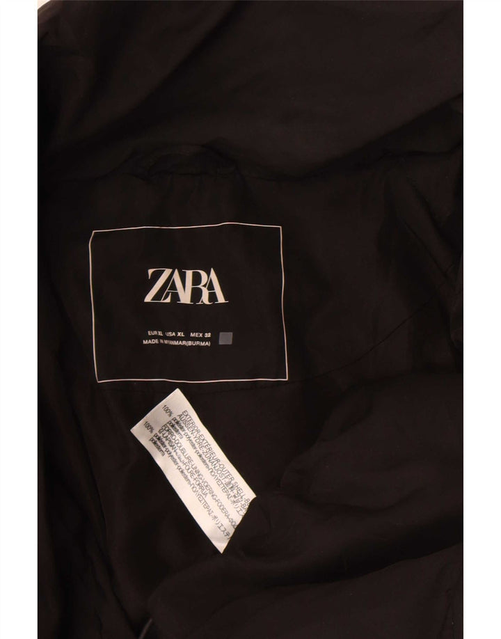 Zara Womens Oversized Crop Padded Jacket UK 18 XL Black Polyester