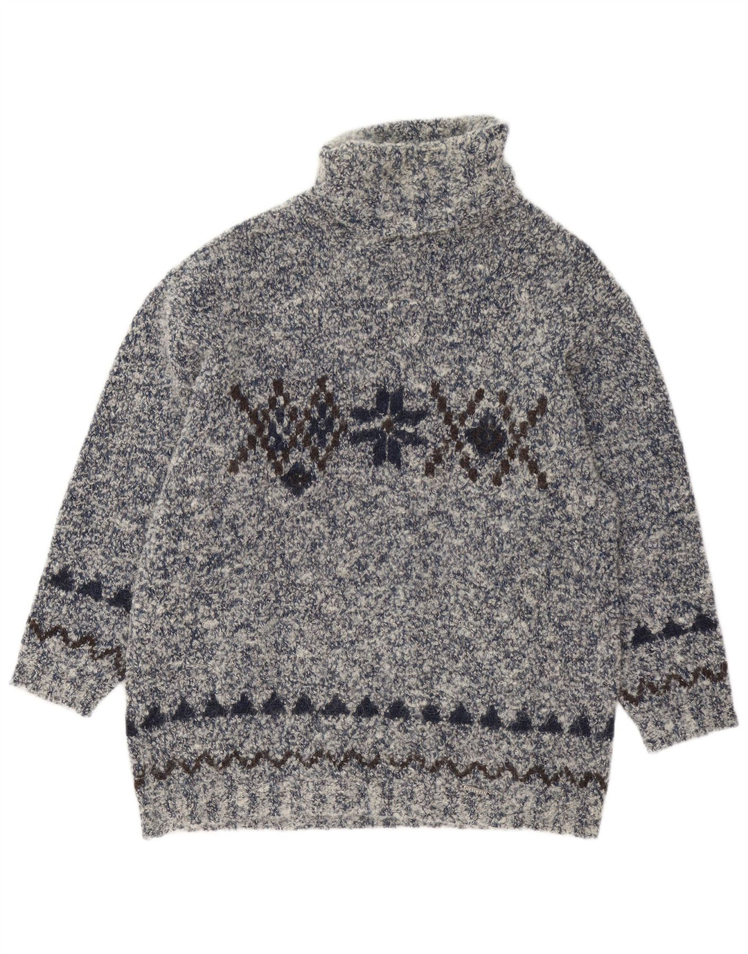GIESSWEIN Womens Roll Neck Jumper Sweater EU 40 Medium Grey Fair Isle
