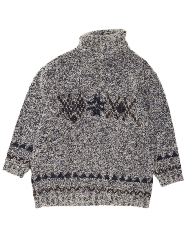 GIESSWEIN Womens Roll Neck Jumper Sweater EU 40 Medium Grey Fair Isle