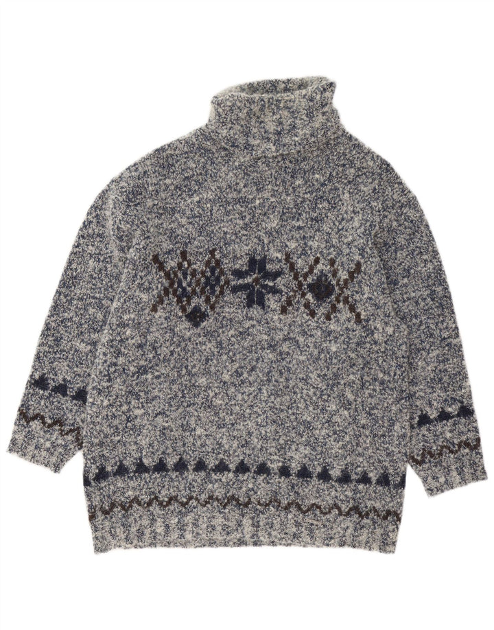 GIESSWEIN Womens Roll Neck Jumper Sweater EU 40 Medium Grey Fair Isle