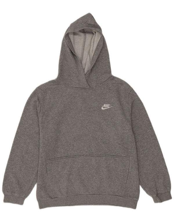 Nike Girls Hoodie Jumper 13-14 Years XL Grey Flecked Cotton