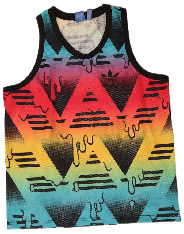 Adidas Mens Abstract Pattern Vest Top Large Multicoloured Polyester