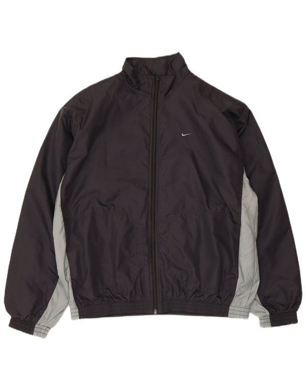 Nike Boys Tracksuit Top Jacket 13-14 Years XL Black Colourblock Nylon