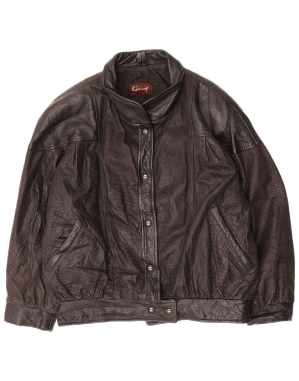 Vintage Womens Leather Jacket IT 44 Medium Black Leather