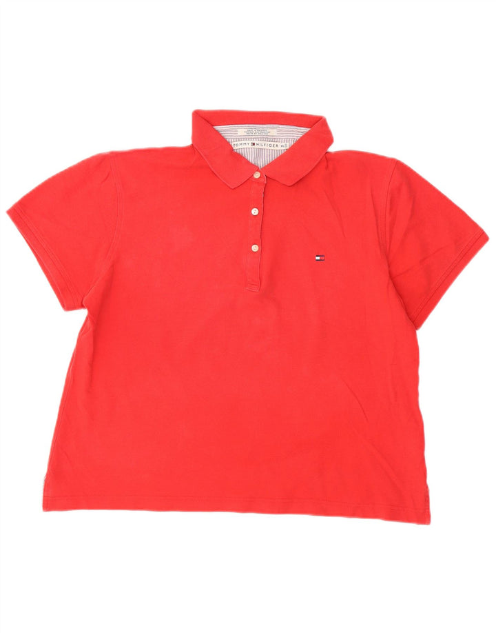 TOMMY HILFIGER Womens Polo Shirt UK 18 XL Red Cotton