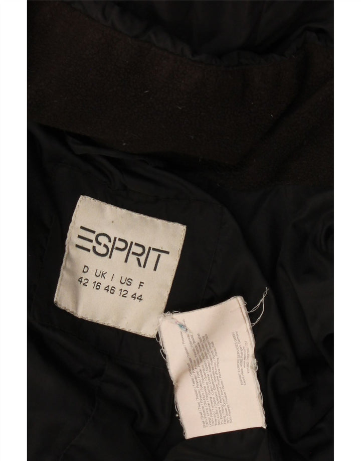 Esprit Womens Hooded Padded Coat UK 16 Large Black Polyamide