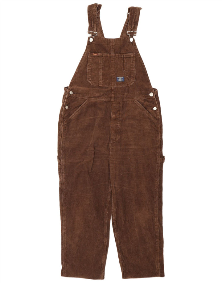 RIFLE Mens Carpenter Dungarees Corduroy Trousers W34 L30 Brown Cotton