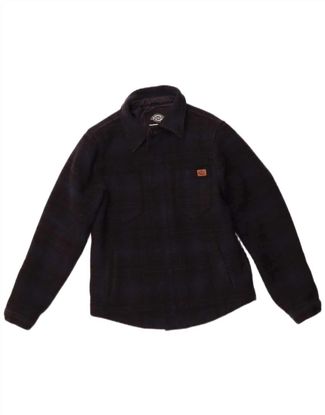 DICKIES Mens Lumberjack Flannel Shirt XS Navy Blue Check Wool