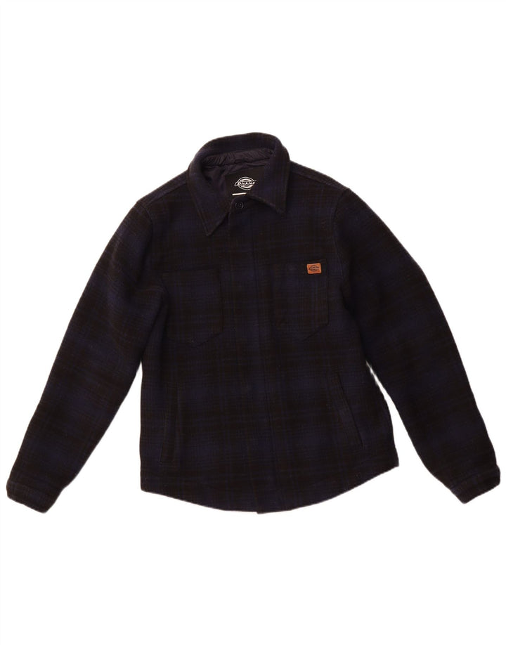 DICKIES Mens Lumberjack Flannel Shirt XS Navy Blue Check Wool