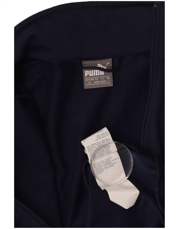 PUMA Mens Graphic Tracksuit Top Jacket Large Navy Blue Polyester