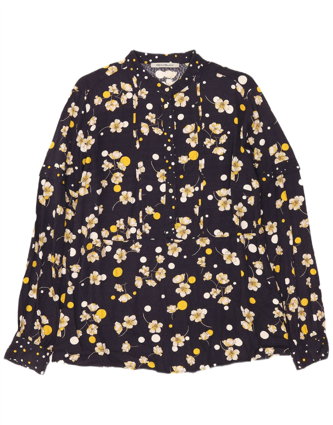 Penny Black Womens Pullover Shirt UK 16 Large Navy Blue Floral Viscose