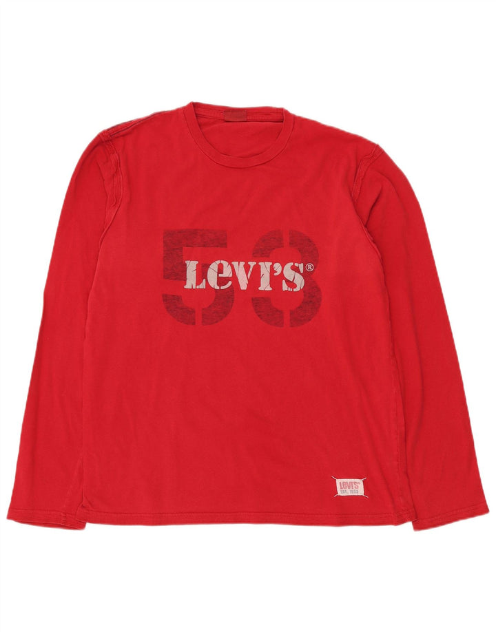 LEVI'S Womens Graphic Top Long Sleeve UK 18 XL Red Cotton