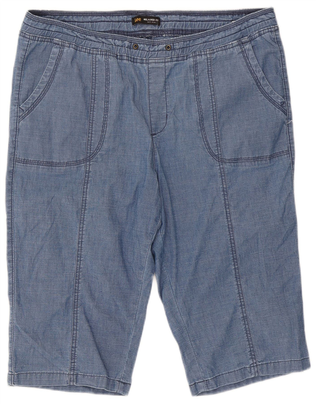 Lee Womens Relaxed Fit Mid Rise Bermuda Shorts UK 16 2XL W38  Blue Cotton