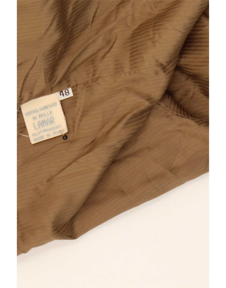 Vintage Mens 4 Button Suede Blazer Jacket IT 48 Medium Brown Leather