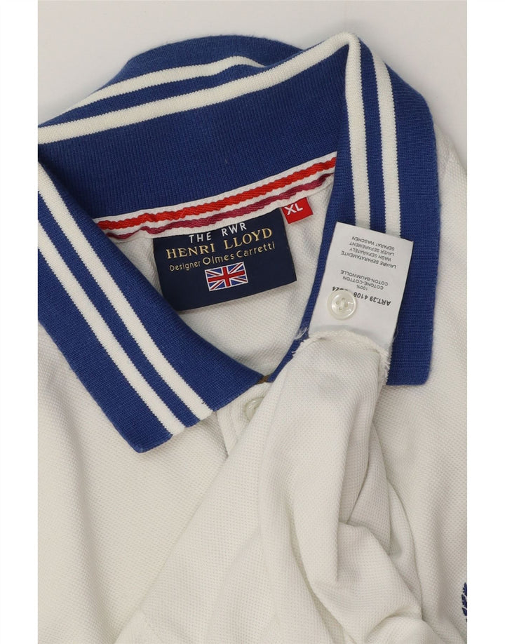 HENRI LLOYD Mens Rugby Polo Shirt XL White Cotton