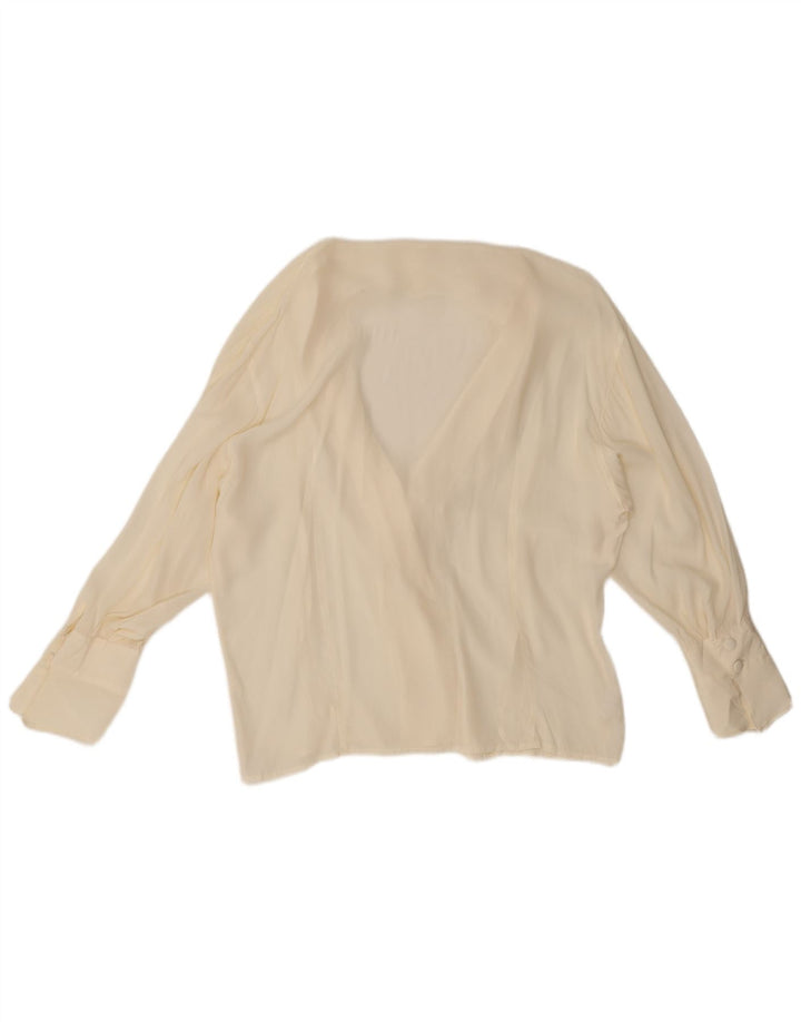 Vintage Womens Shirt Blouse UK 18 XL Off White Silk