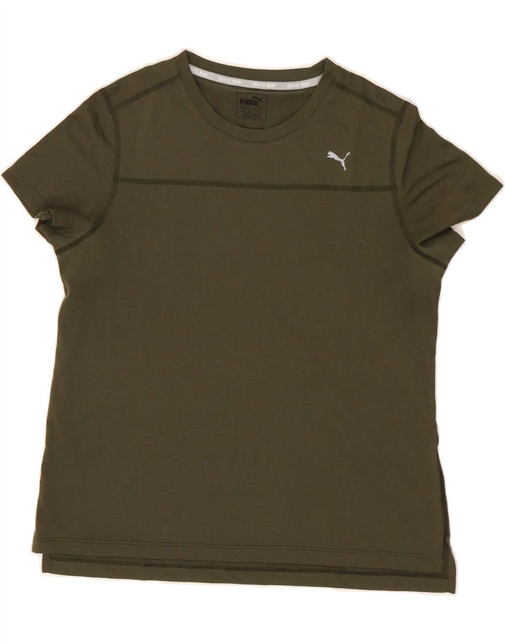 PUMA Womens T-Shirt Top UK 14 Medium  Khaki Vintage Puma and Second-Hand Puma from Messina Hembry 