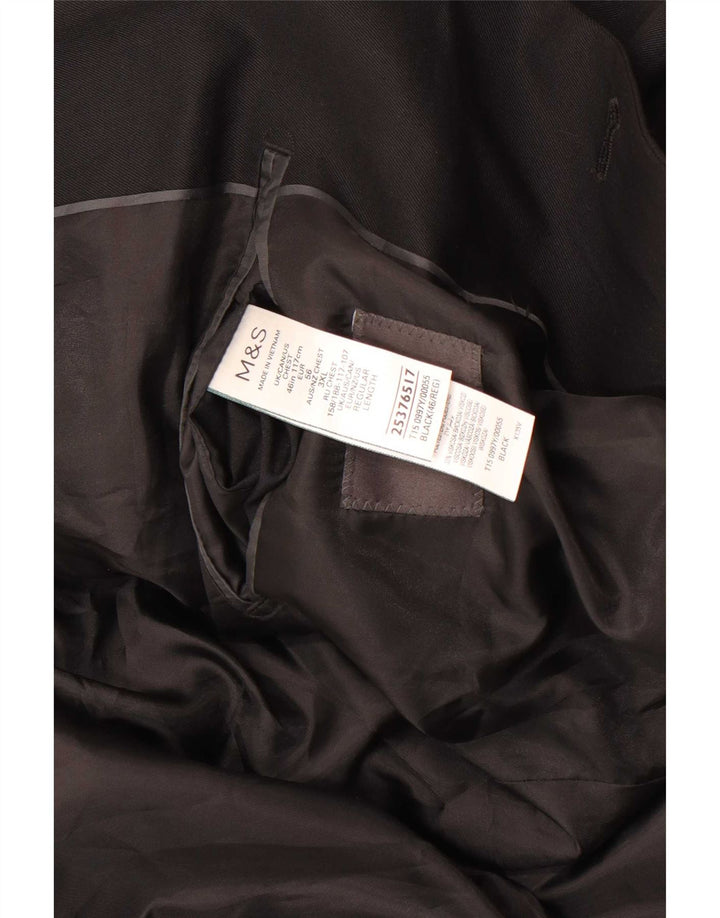 Marks & Spencer Mens 2 Button Blazer Jacket UK 46 XL Black Polyester