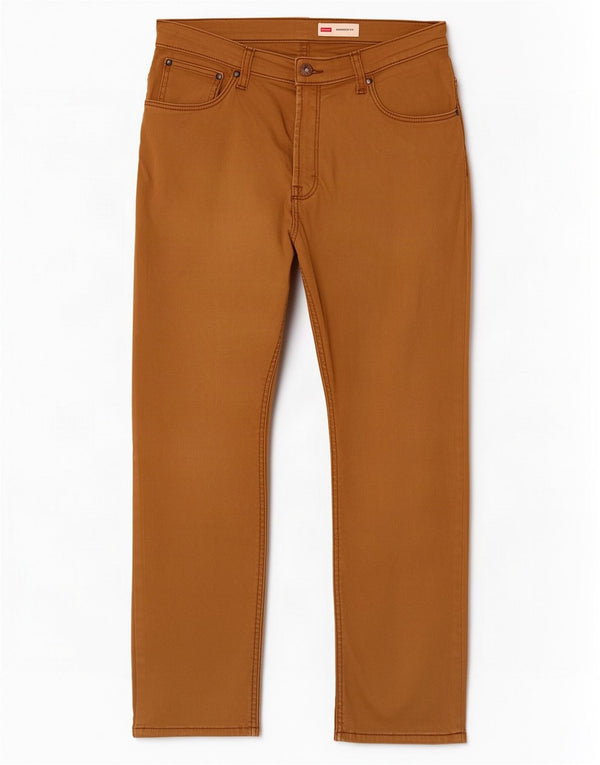 Wrangler Mens Straight Casual Trousers W33 L30 Brown Cotton