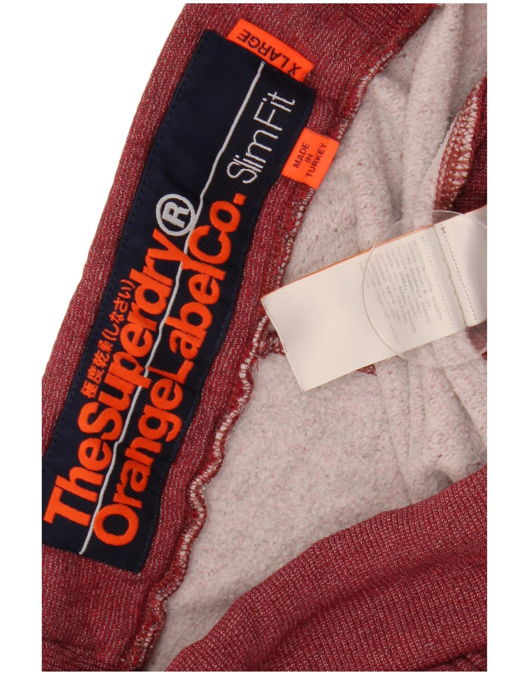 SUPERDRY Mens Slim Fit Tracksuit Trousers Joggers XL Burgundy Cotton