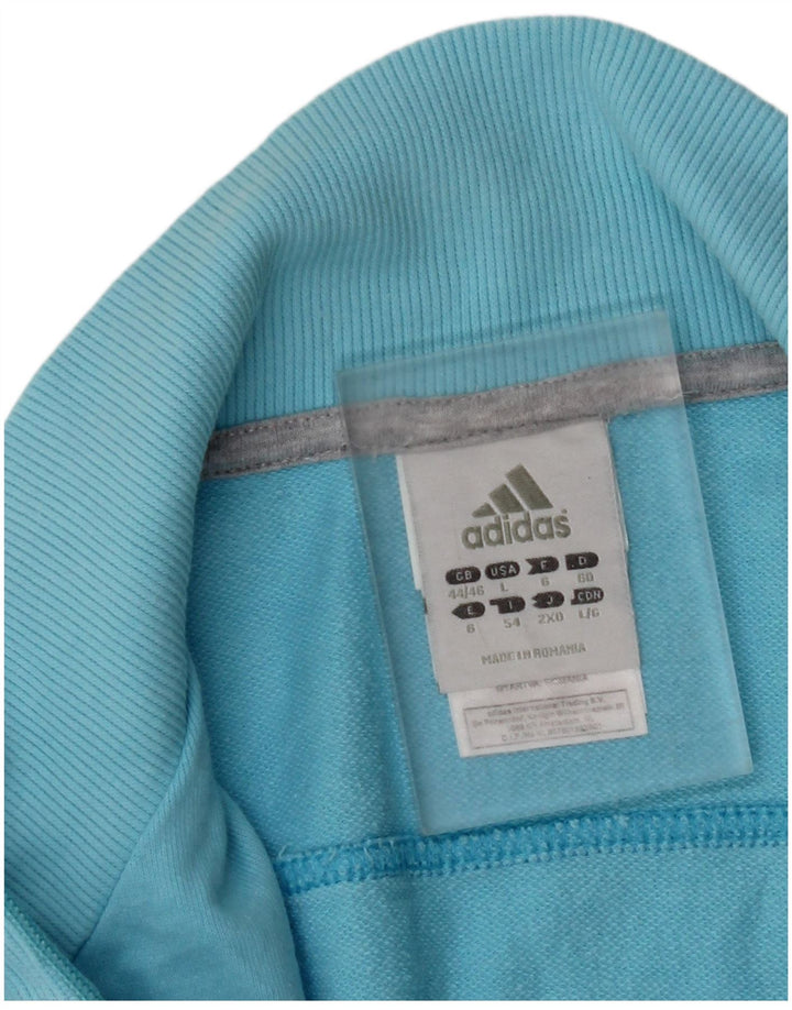 ADIDAS Womens Tracksuit Top Jacket EU 44/46 Large Blue Cotton