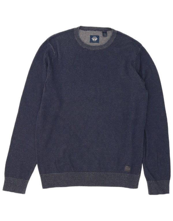 DOCKERS Mens Crew Neck Jumper Sweater Medium Navy Blue Cotton