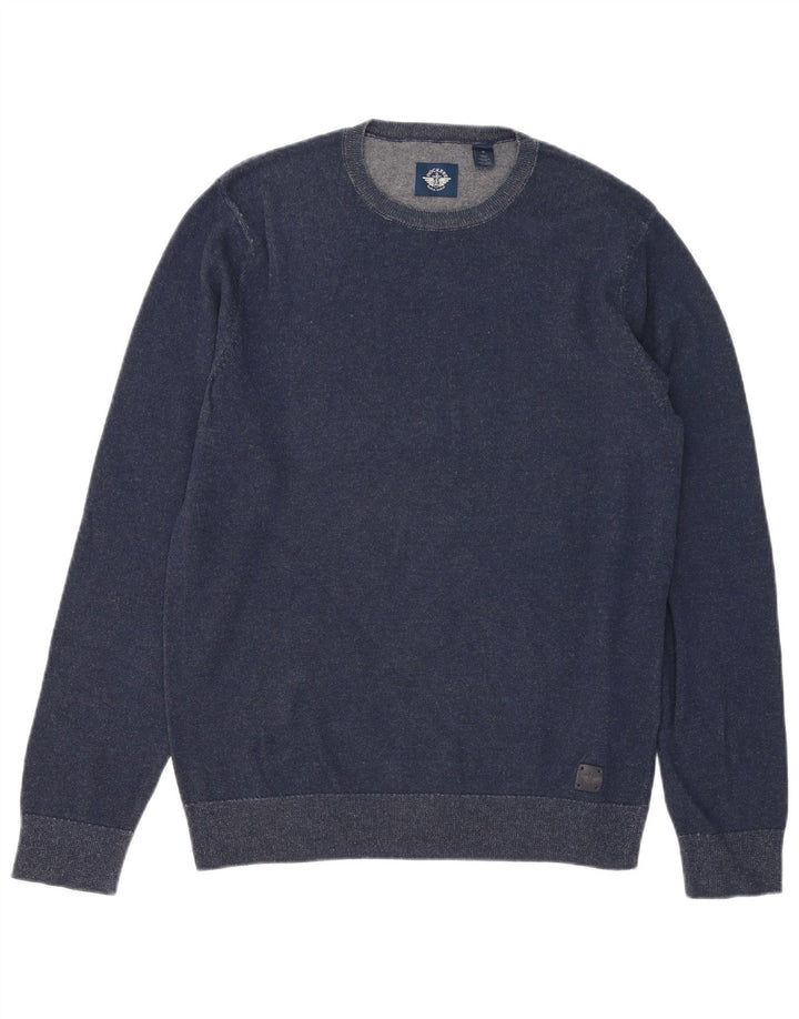 DOCKERS Mens Crew Neck Jumper Sweater Medium Navy Blue Cotton